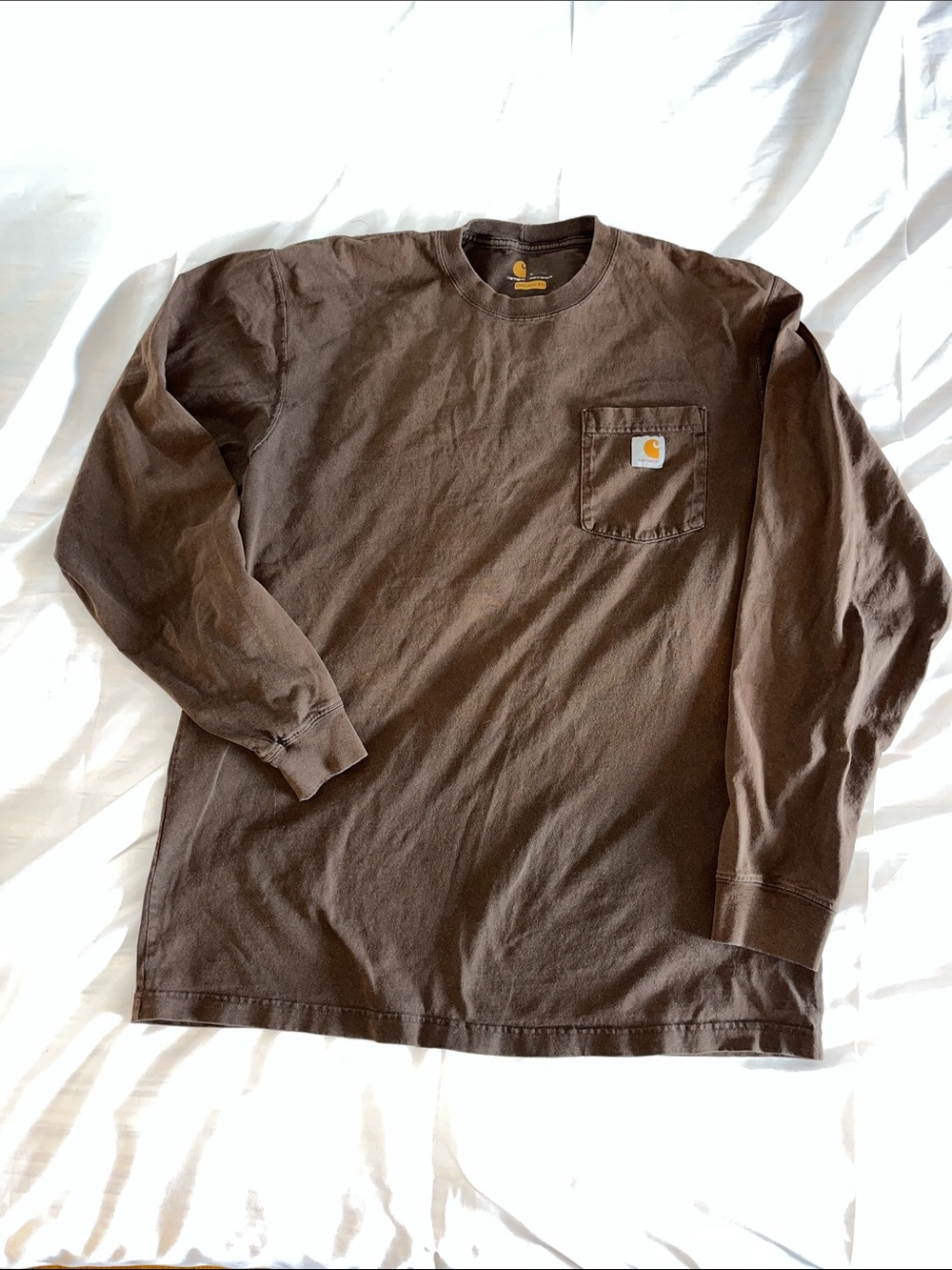 Carhartt Original Fit Brown Long-Sleeve Pocket Tee L